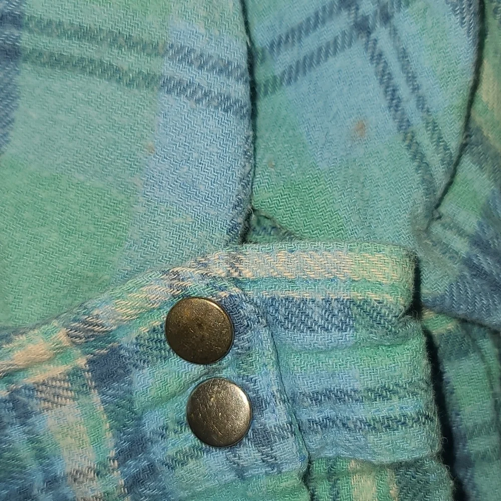 Spell designs lost highway flannel shirt turquoise buttondown S teal flannelette - Picture 14 of 16